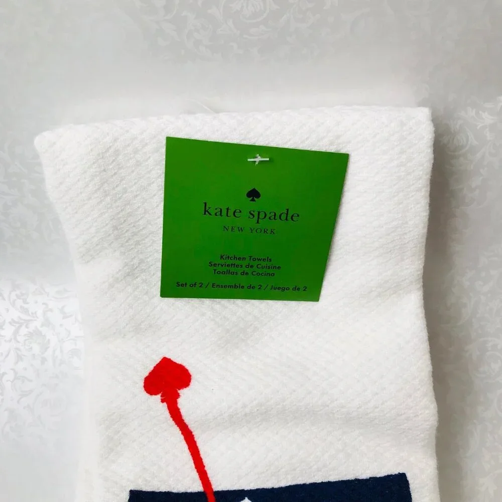 KATE SPADE  Kitchen Towels 100% Cotton Ice & Lemon 2 Set